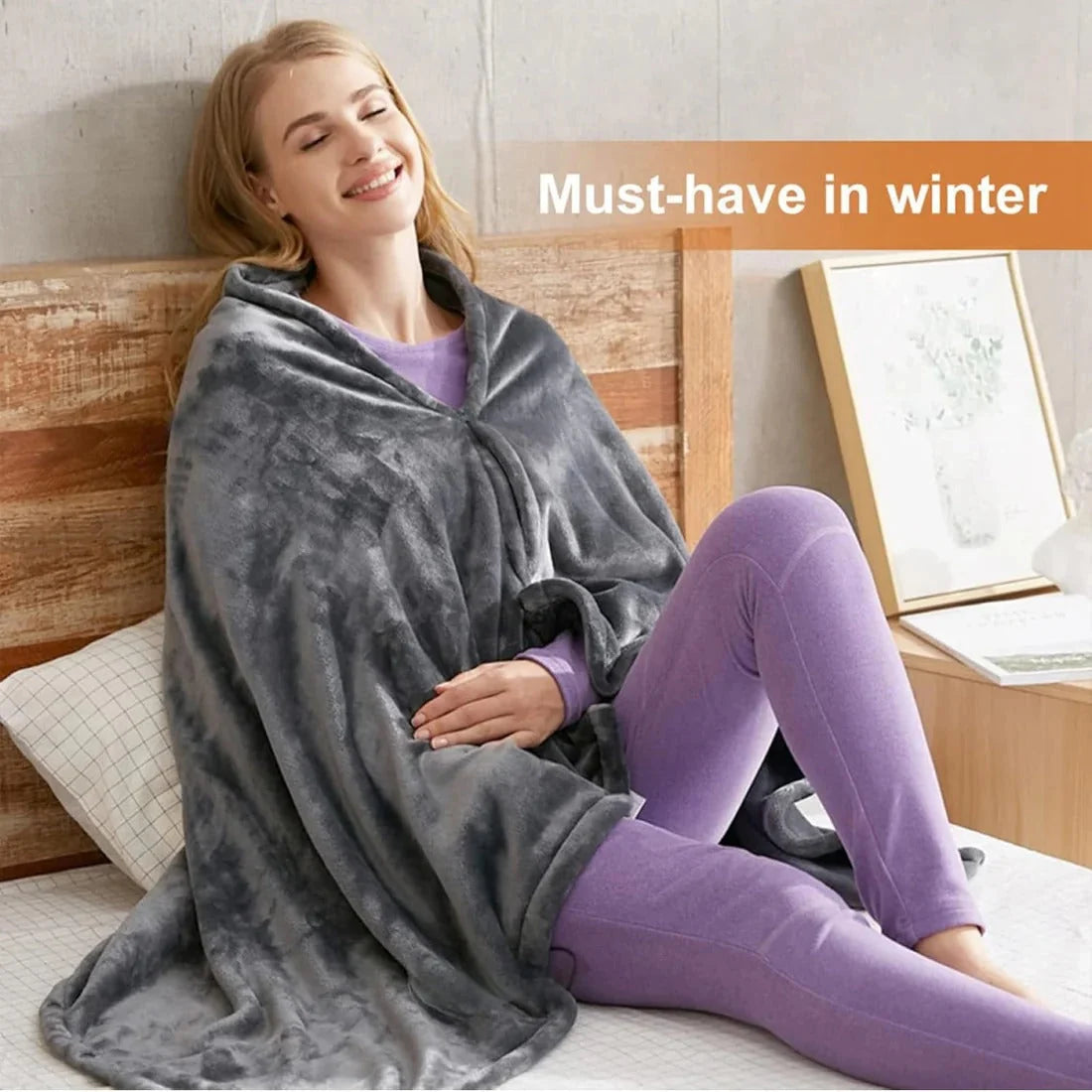 Heated Shawl USB-Powered 3 Heat Settings Removable Washable Cover