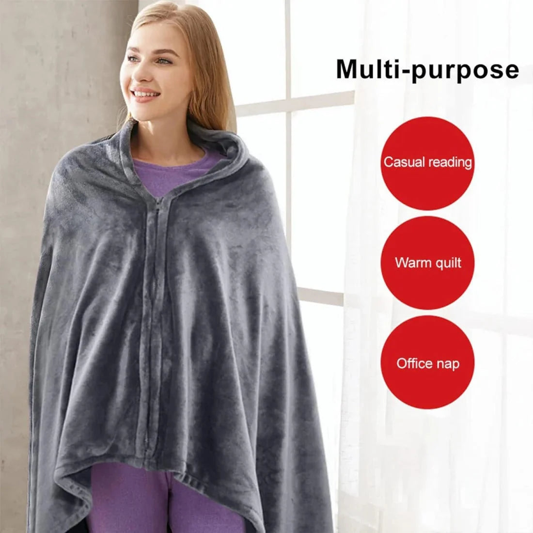 Heated Shawl USB-Powered 3 Heat Settings Removable Washable Cover