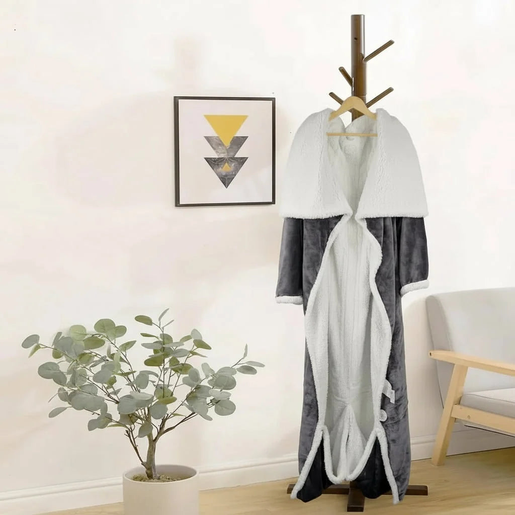 Heated Wearable Blanket With Sleeves & Foot Pocket