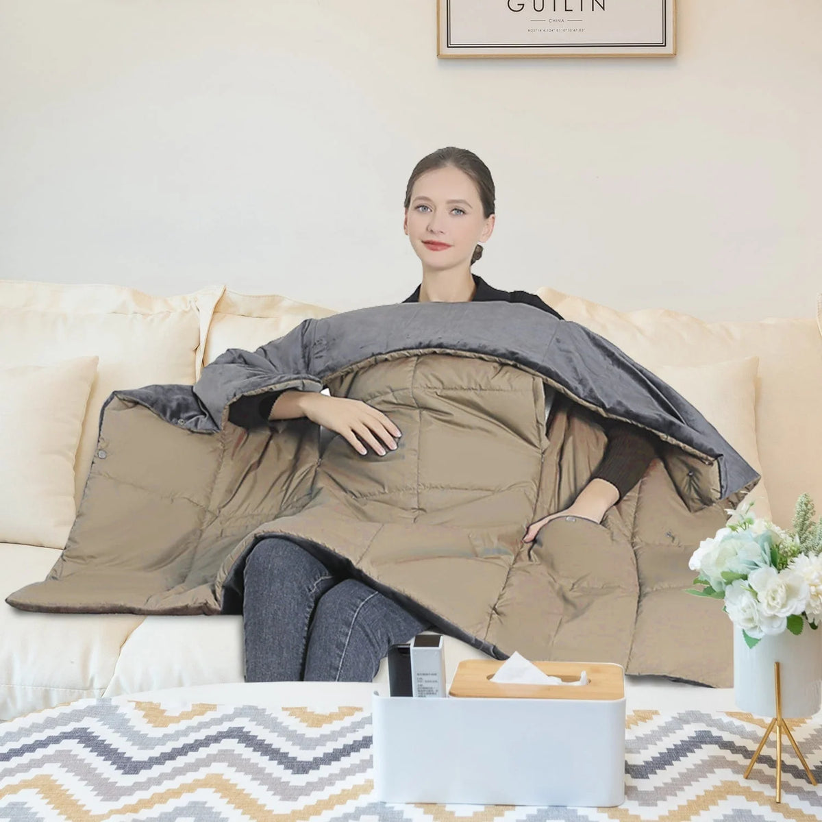 Heated Wrap Blanket USB-Powered Six-Zone Machine-Washable