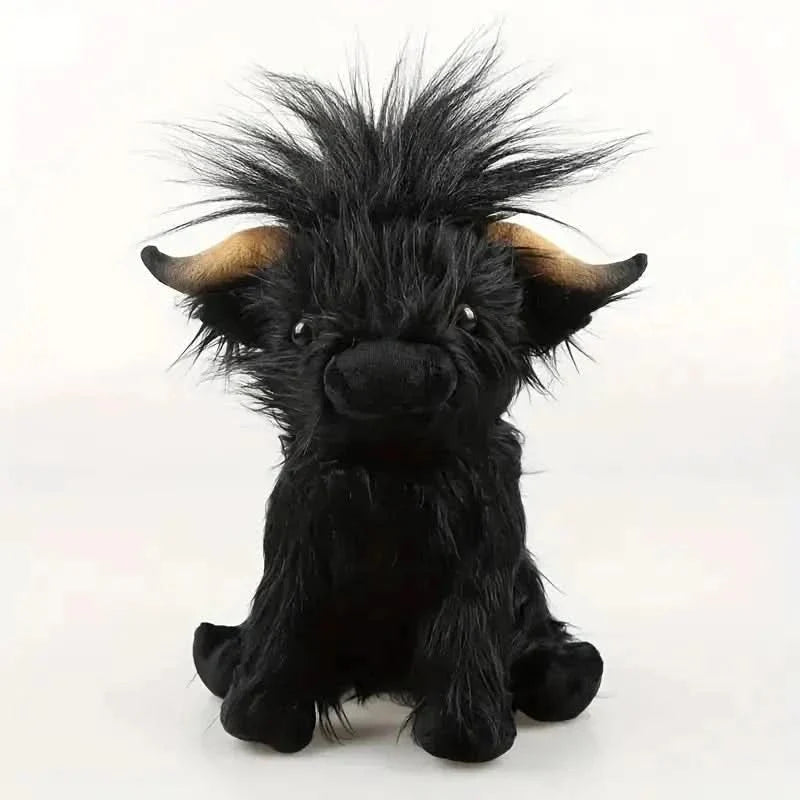 Highland Cow Plush Toy Super-Soft Shaggy Mane 9.84-Inch