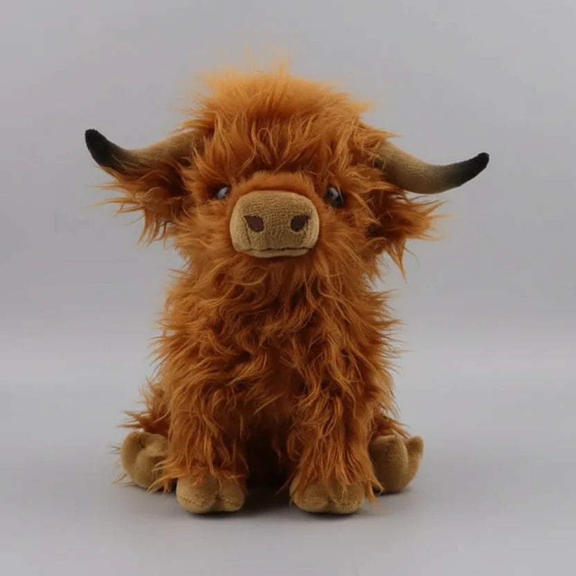 Highland Cow Plush Toy Super-Soft Shaggy Mane 9.84-Inch
