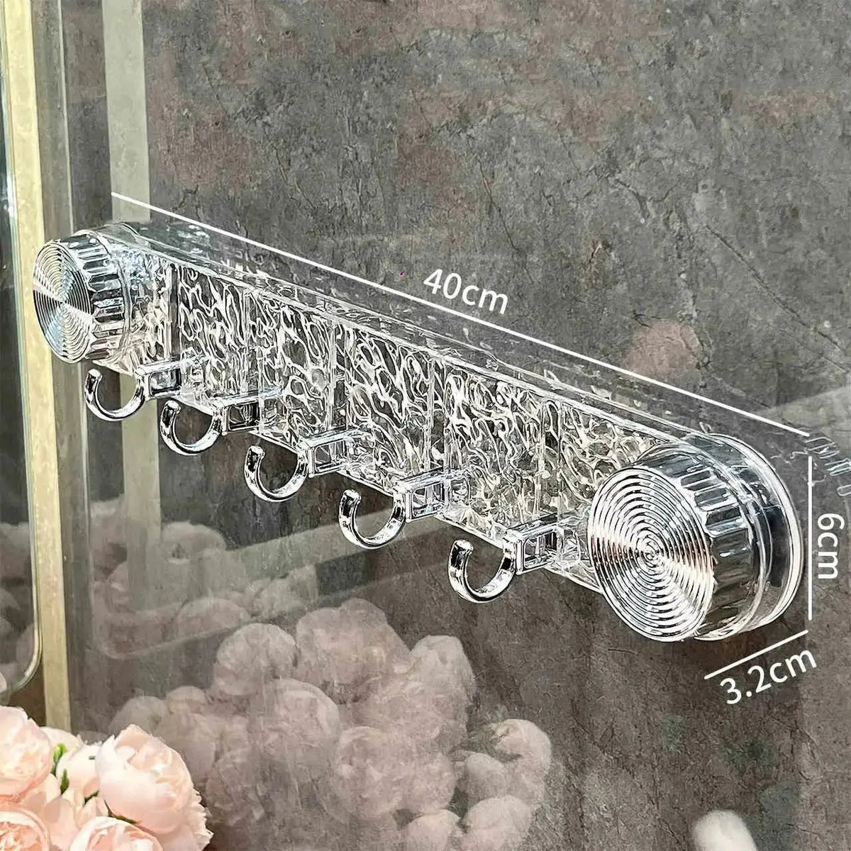 Hook Rail Drill-Free Suction-Cup Reusable 5 Hooks