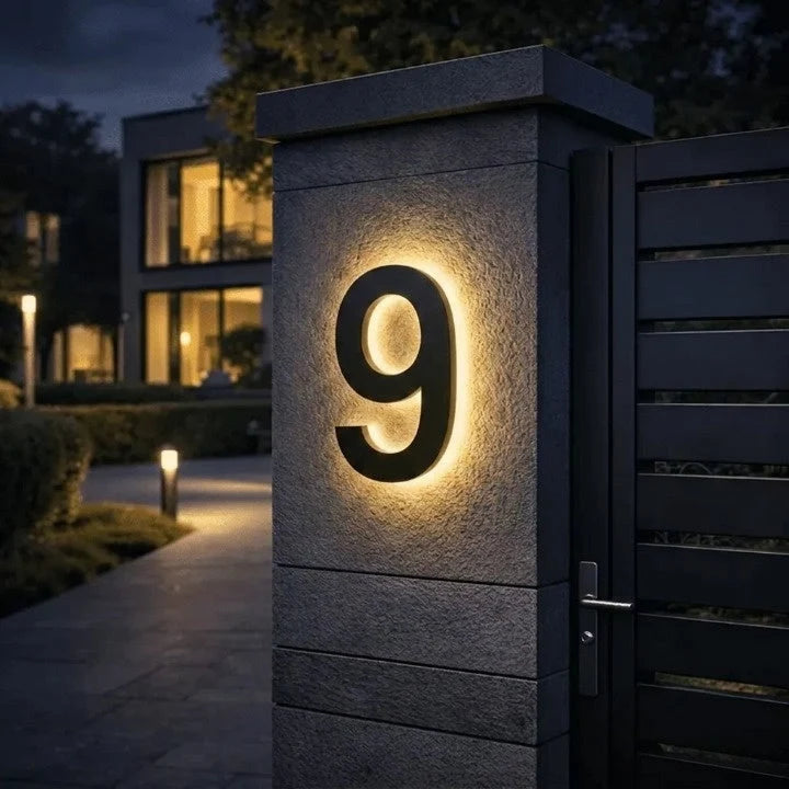 House Number Sign LED Backlit IP68 Water-Resistant