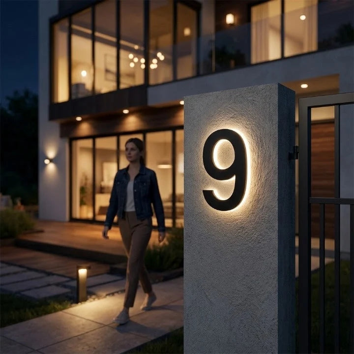 House Number Sign LED Backlit IP68 Water-Resistant