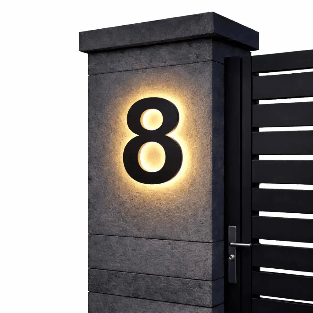 House Number Sign LED Backlit IP68 Water-Resistant