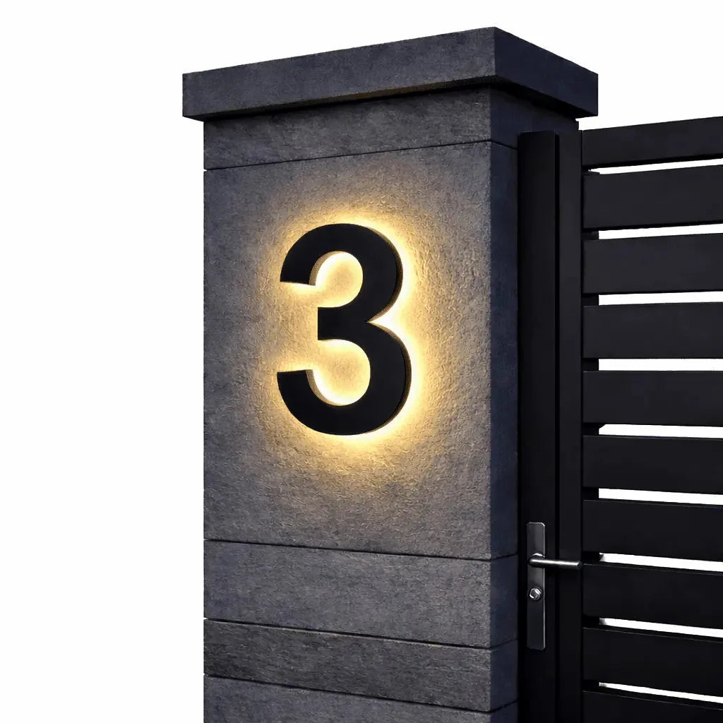 House Number Sign LED Backlit IP68 Water-Resistant