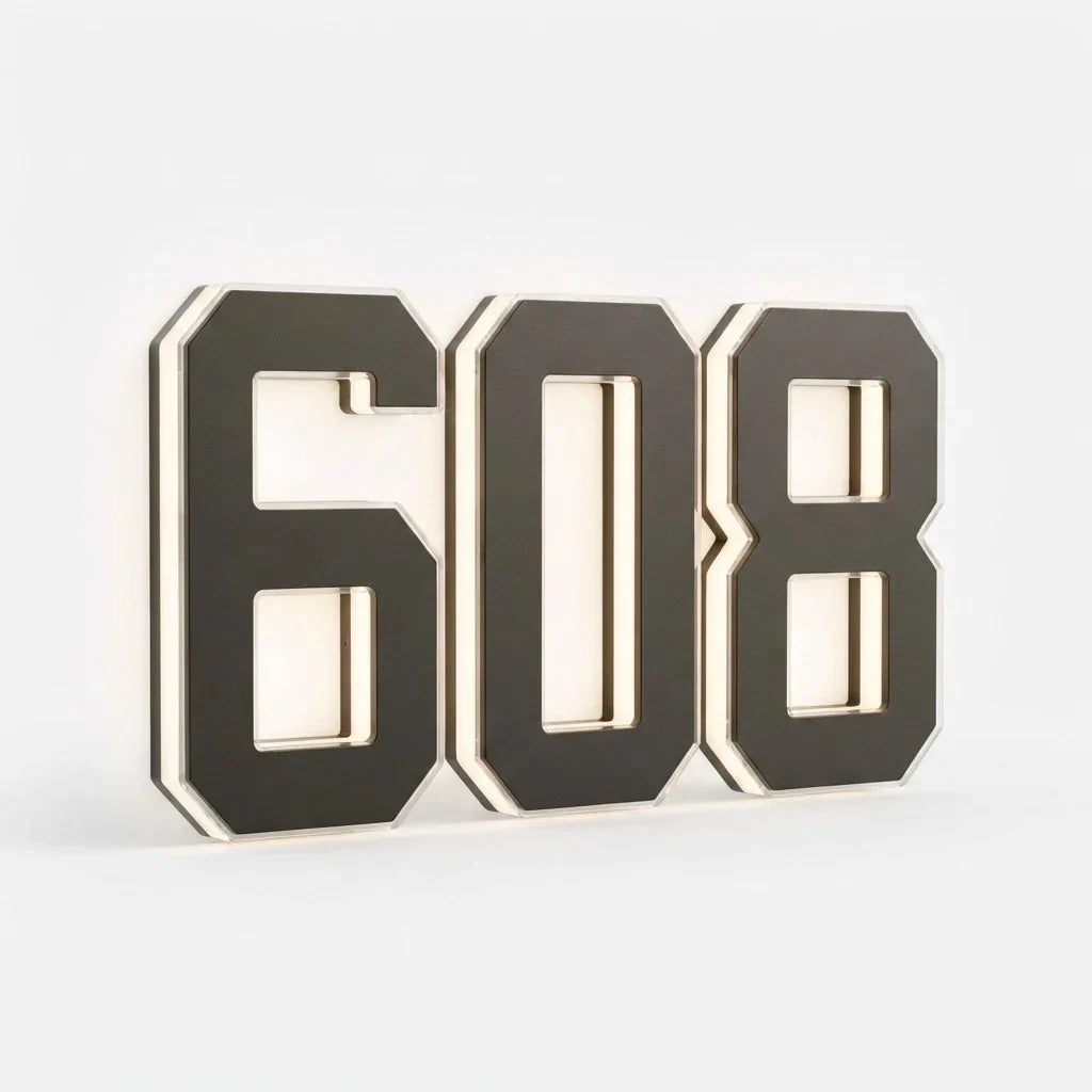 House Number Sign Solar-Powered LED Dusk-to-Dawn Weatherproof