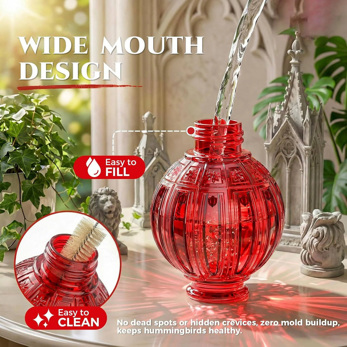 Hummingbird Feeder Glass Leakproof 26 Oz Five Ports