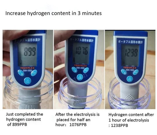 Hydrogen Water Bottle Built In Electrolysis USB Rechargeable 10.1 Oz