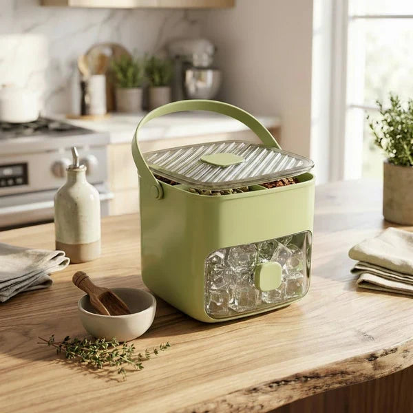 Ice Cube Tray Press-Release Airtight Lid 48-Cube Capacity
