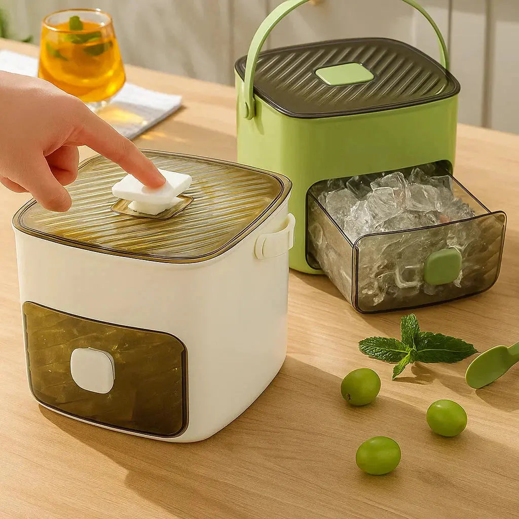 Ice Cube Tray Press-Release Airtight Lid 48-Cube Capacity
