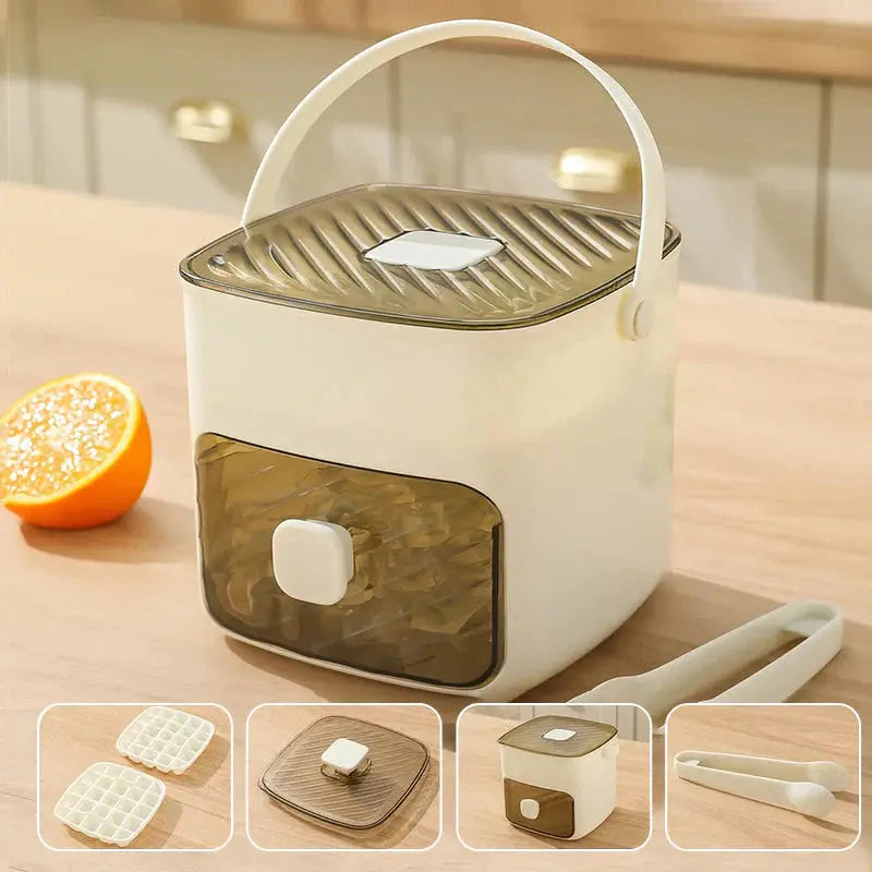 Ice Cube Tray Press-Release Airtight Lid 48-Cube Capacity