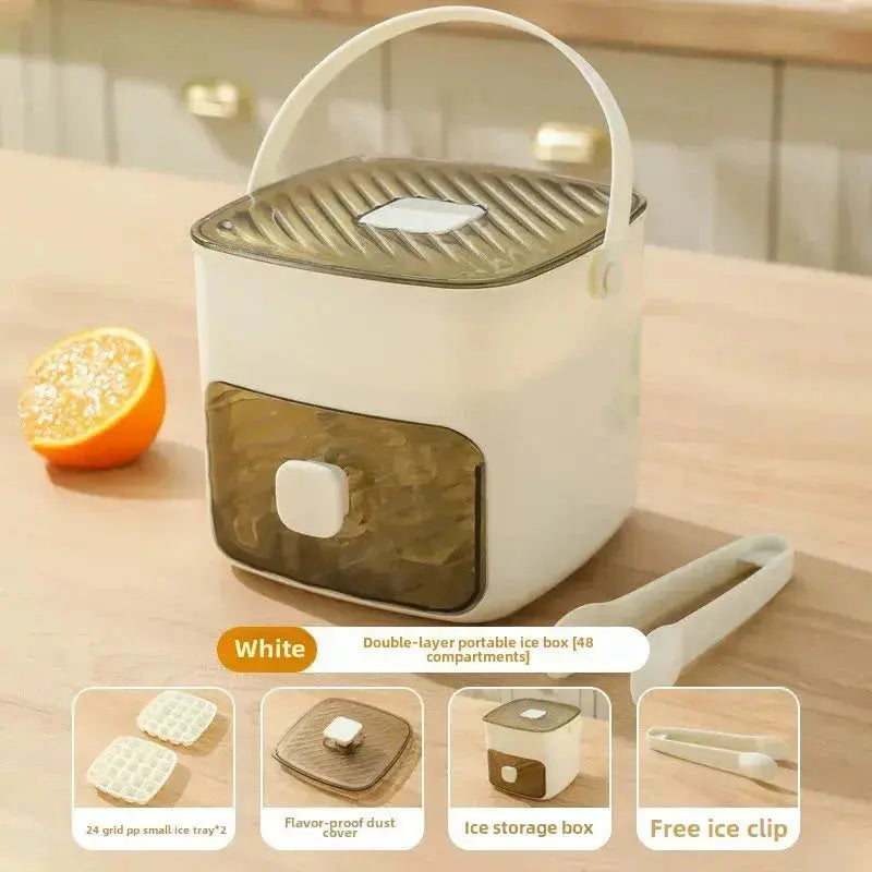 Ice Cube Tray Press-Release Airtight Lid 48-Cube Capacity