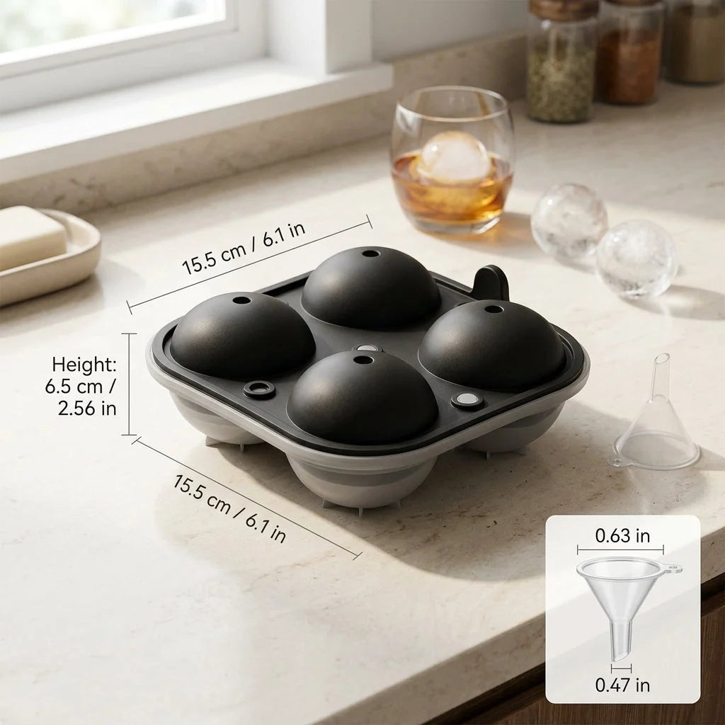 Ice Sphere Mold BPA-Free Silicone Set of 4
