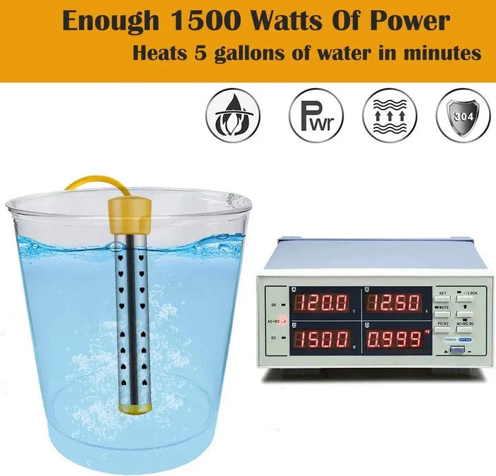 Immersion Water Heater Portable Guarded Stainless Steel Coil 1500W
