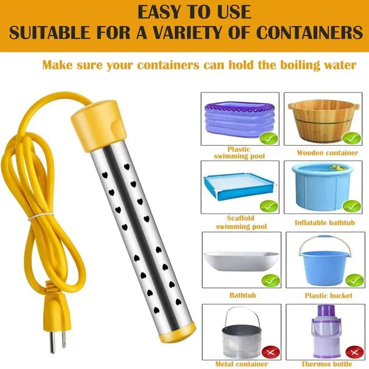 Immersion Water Heater Portable Guarded Stainless Steel Coil 1500W