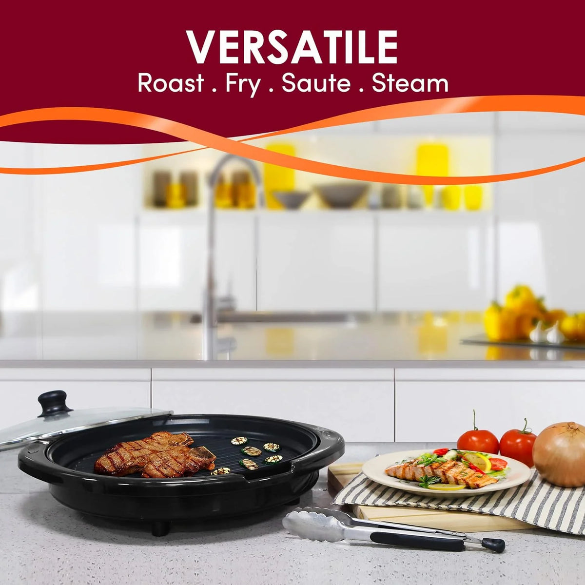 Indoor Electric Grill 14-Inch Nonstick Dishwasher-Safe Parts
