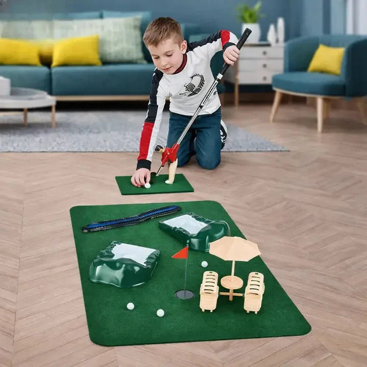 Indoor Mini Golf Set Adjustable Course Layout 6 Clubs