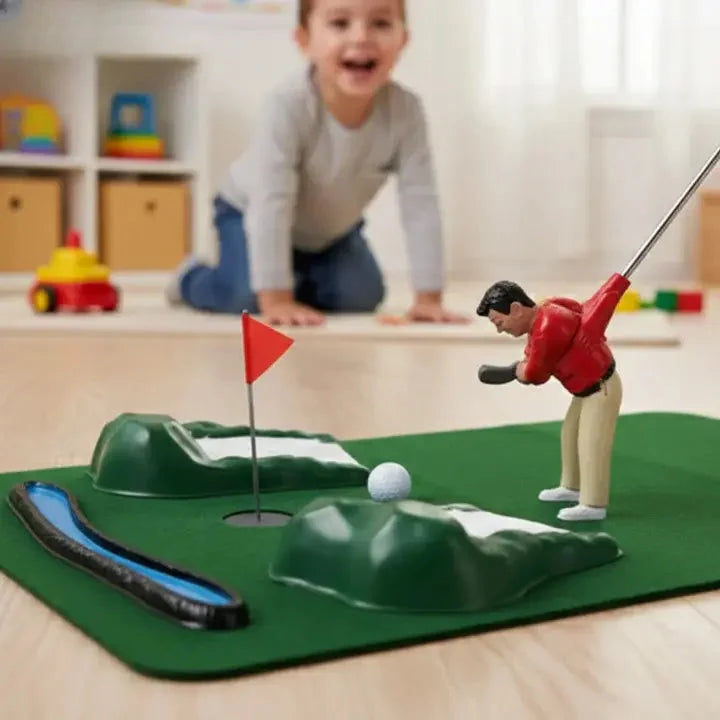Indoor Mini Golf Set Adjustable Course Layout 6 Clubs