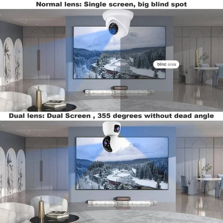 Indoor Security Camera Dual Lens Pan-Tilt 1080p Night Vision