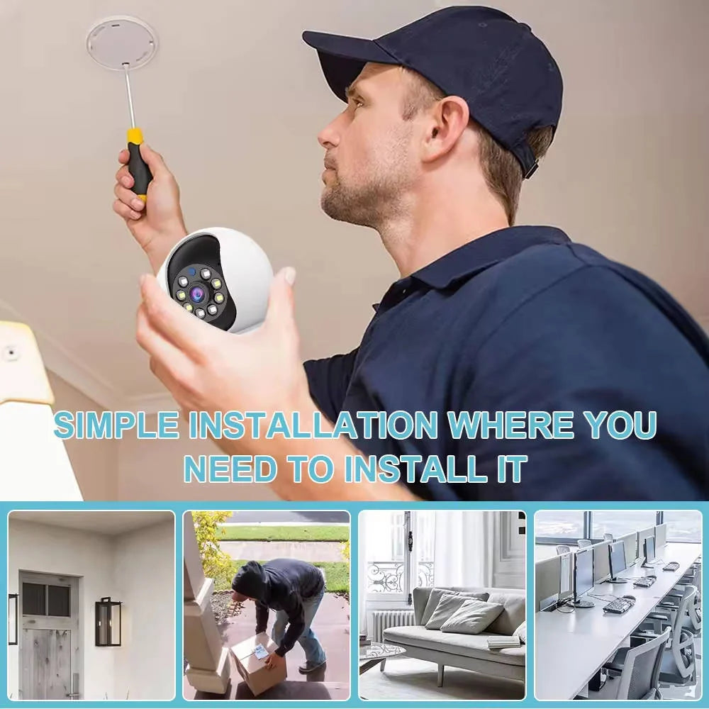 Indoor Security Camera Dual Lens Pan-Tilt 1080p Night Vision