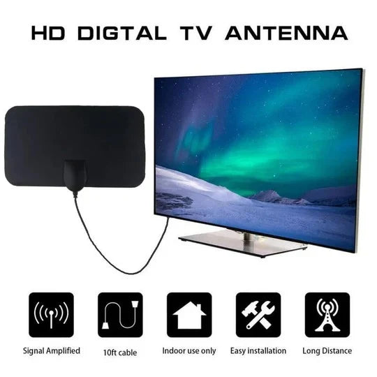 Indoor TV Antenna VHF UHF 49.7-Mile Range Flat Profile