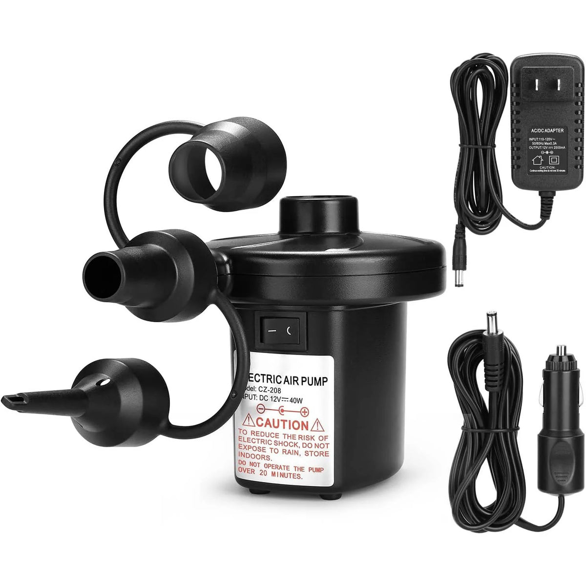 Inflatable Air Pump Inflate & Deflate 3 Nozzles