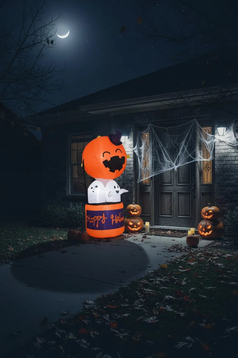 Inflatable Halloween Decoration Pumpkin Hot Air Balloon LED Lights