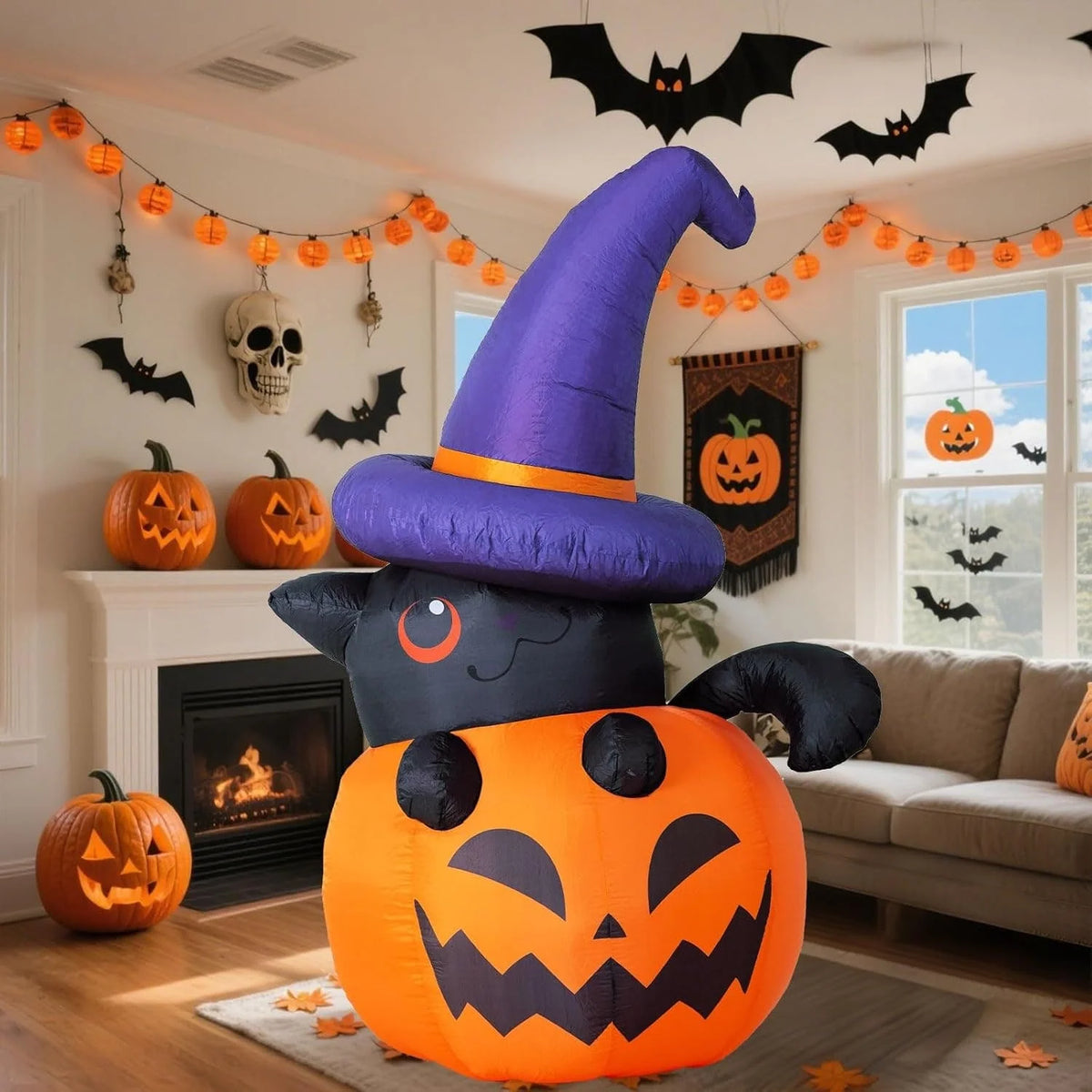 Inflatable Halloween Decoration Skeleton Pumpkin LED Lights