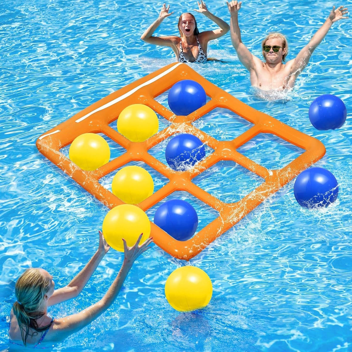 Inflatable Pool Game Tic Tac Toe 10 Balls & Pump