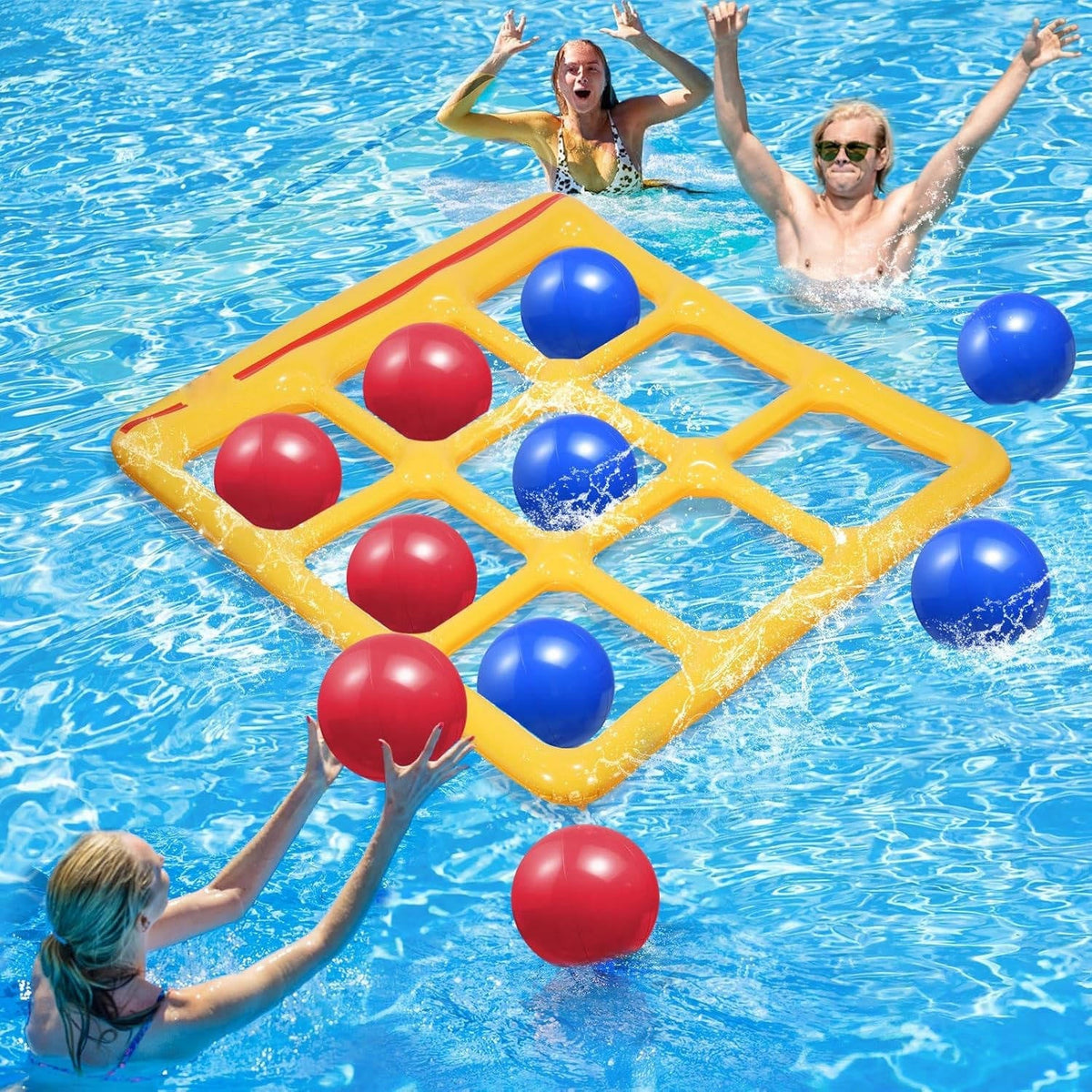 Inflatable Pool Game Tic Tac Toe 10 Balls & Pump