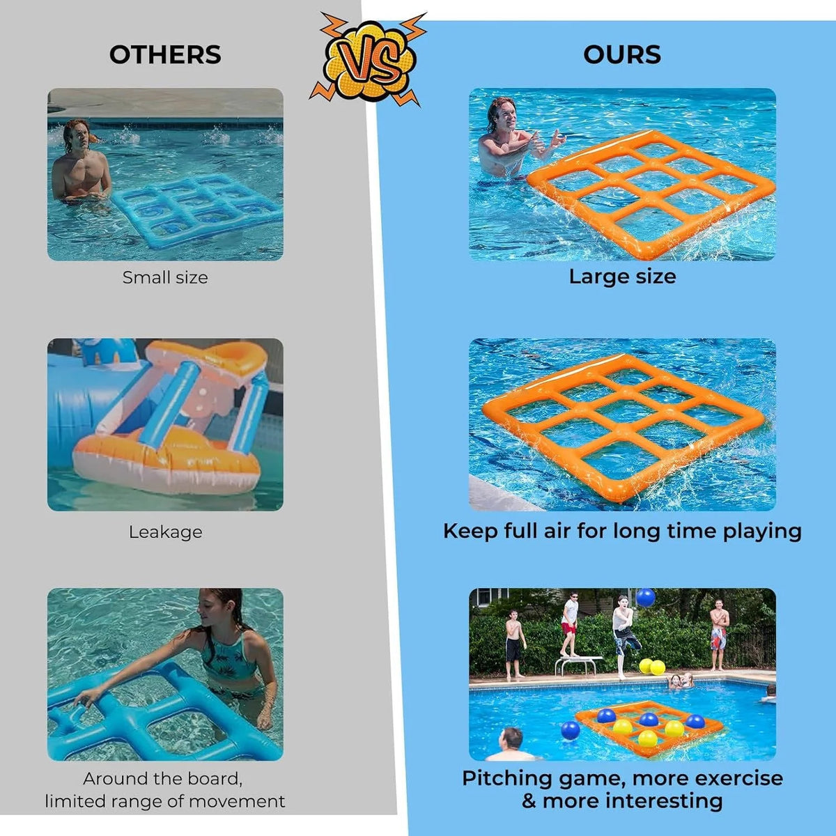 Inflatable Pool Game Tic Tac Toe 10 Balls & Pump