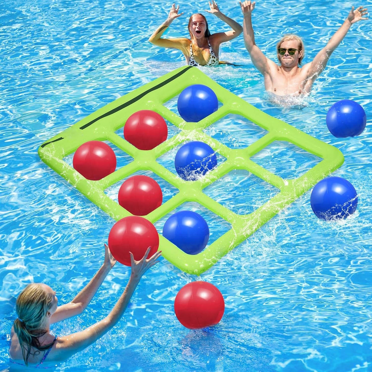 Inflatable Pool Game Tic Tac Toe 10 Balls & Pump