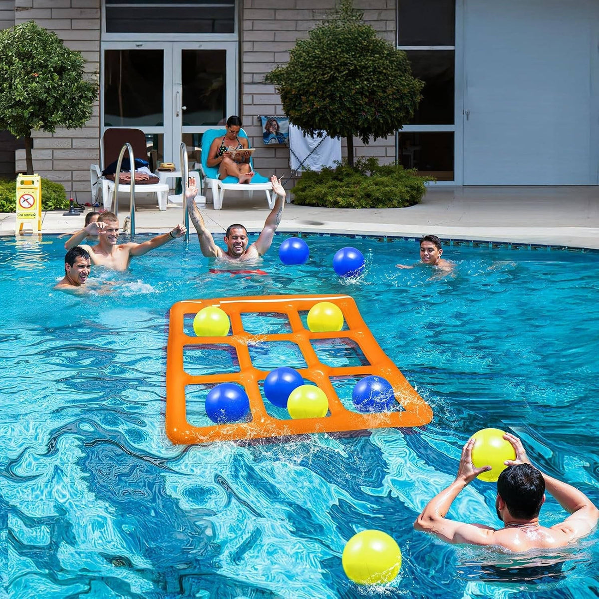Inflatable Pool Game Tic Tac Toe 10 Balls & Pump
