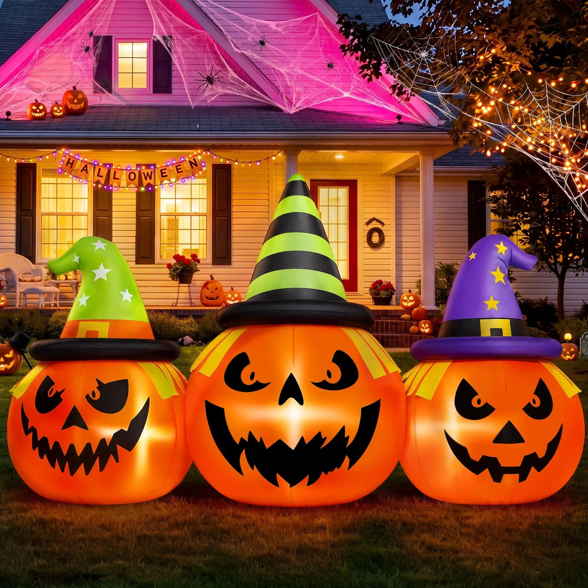 Inflatable Pumpkin Built In Blower & LED Lights Weather-Resistant