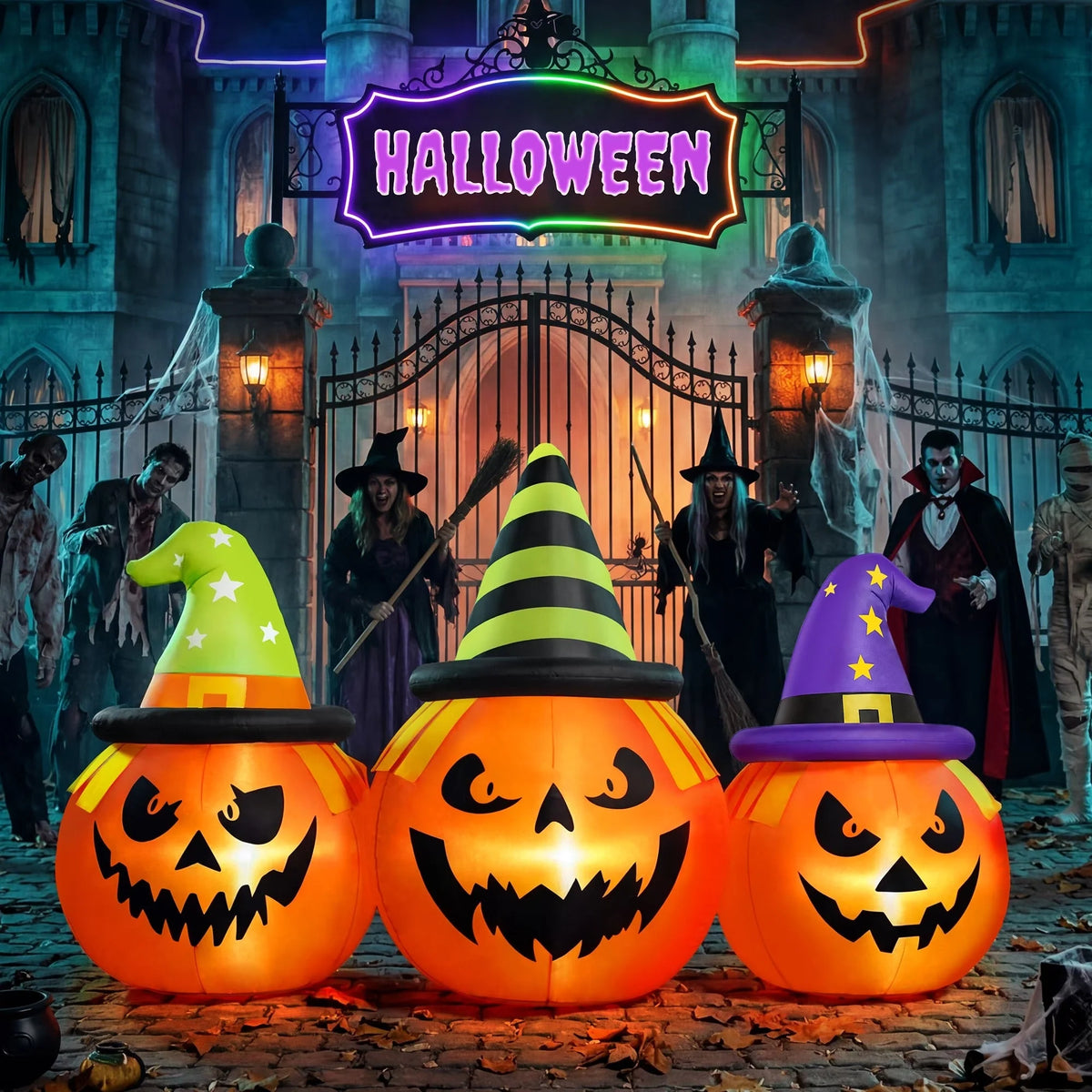 Inflatable Pumpkin Built In Blower & LED Lights Weather-Resistant