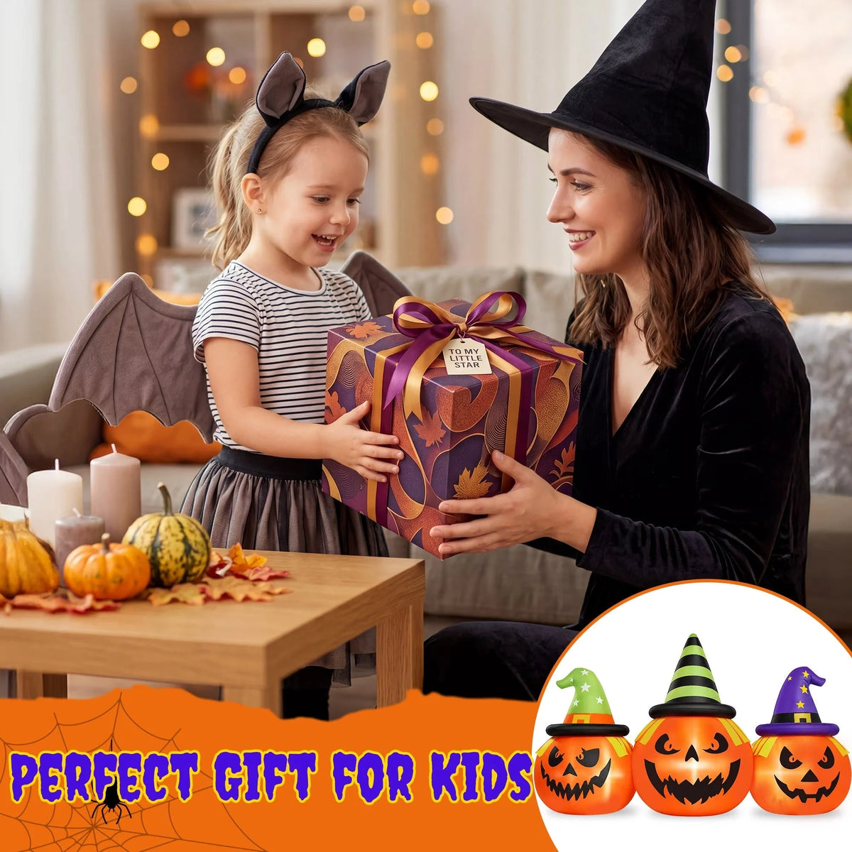 Inflatable Pumpkin Built In Blower & LED Lights Weather-Resistant