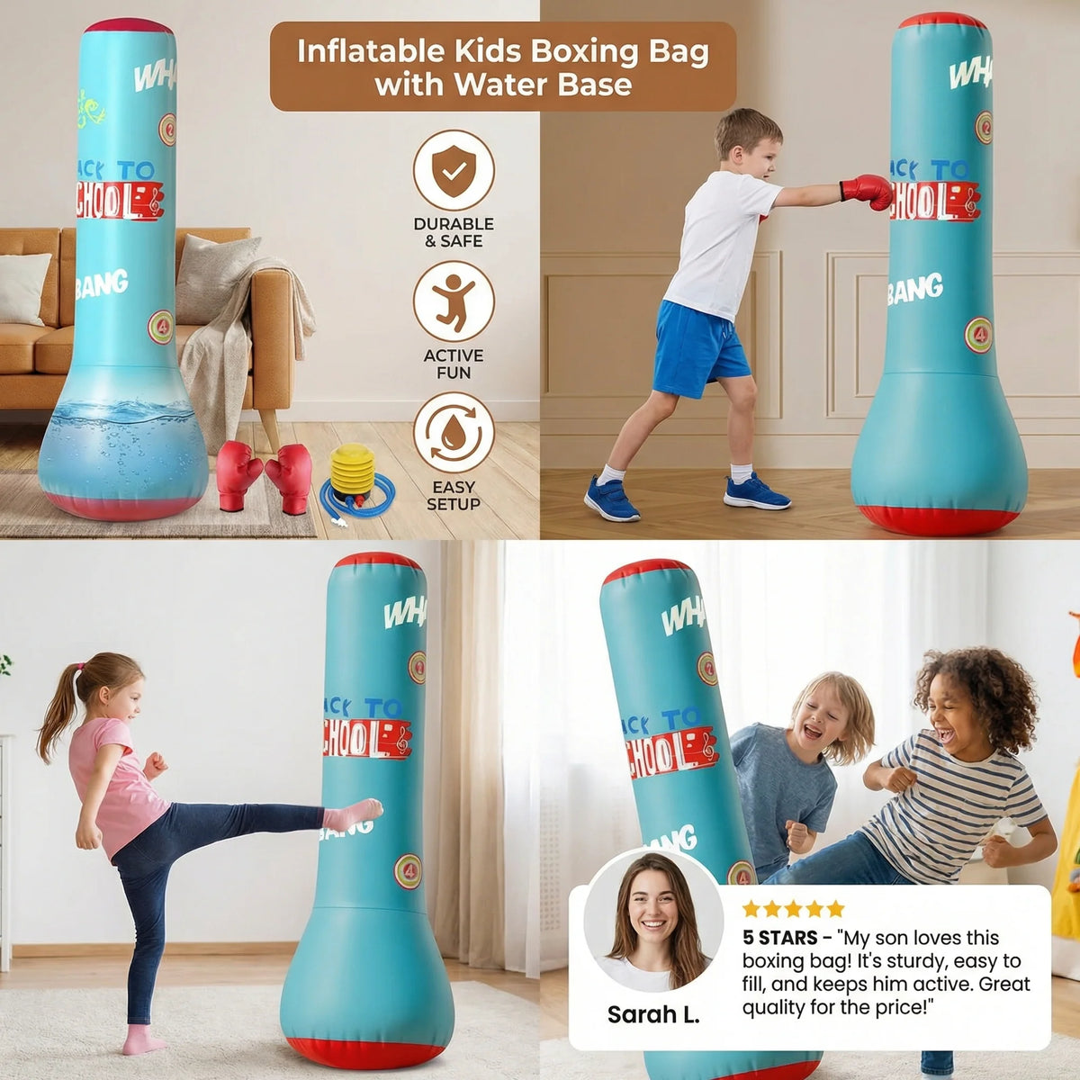 Inflatable Punching Bag Self-Righting Water-Filled Base