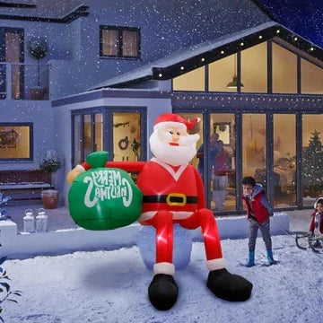 Inflatable Santa Decoration 8-Foot Climbing Design LED Lights