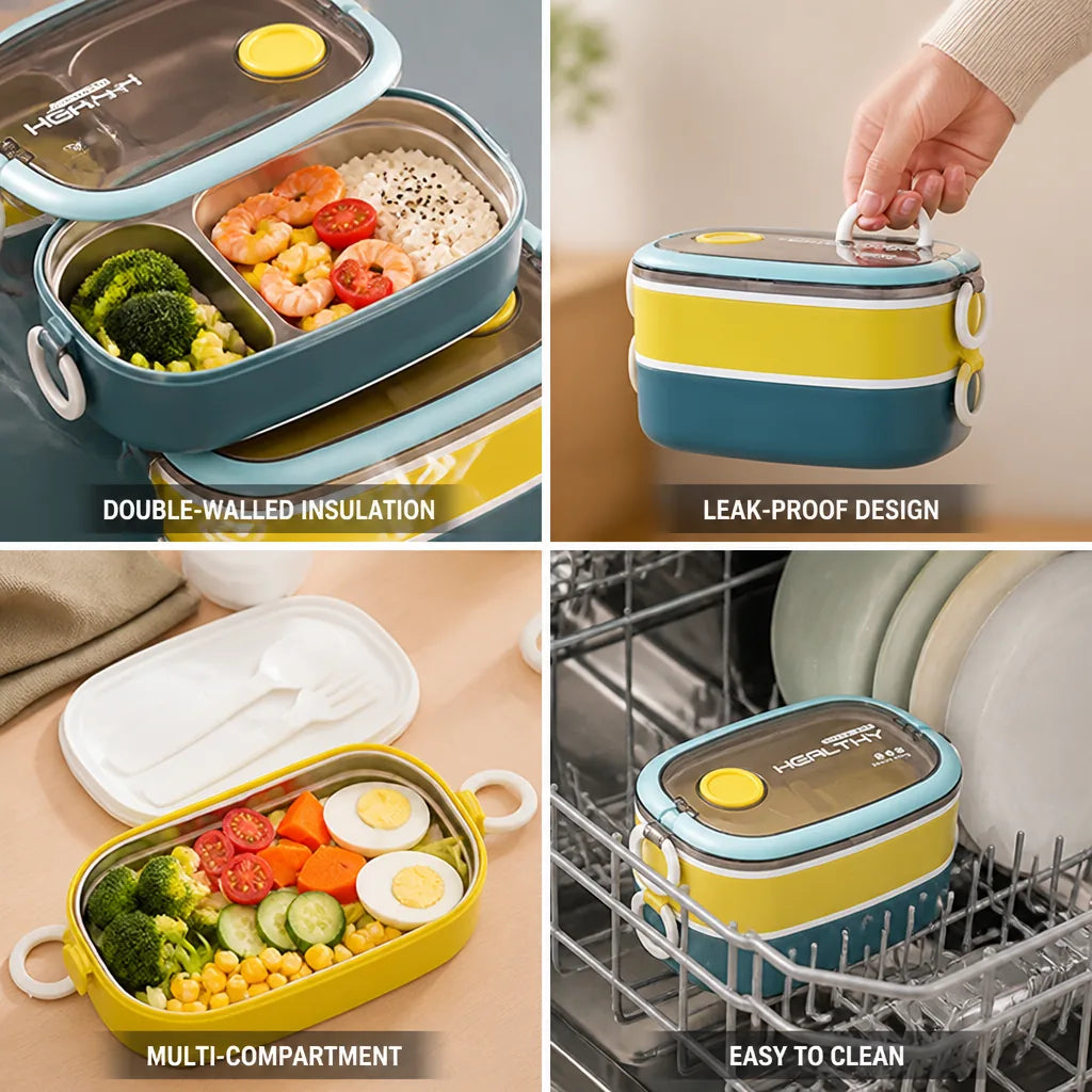 Insulated Food Container Double-Walled Divided Leak-Proof