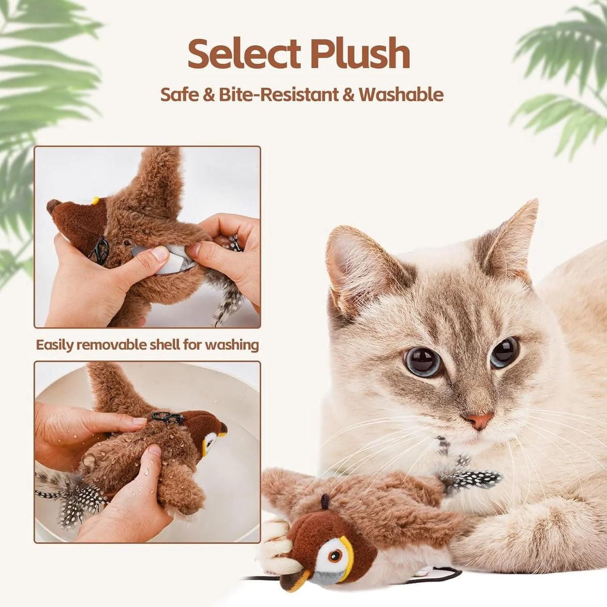 Interactive Cat Toy Motion-Activated Plush USB Rechargeable