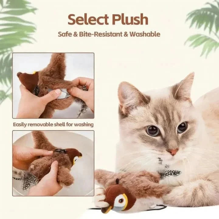 Interactive Plush Cat Toy Touch-Activated USB Rechargeable