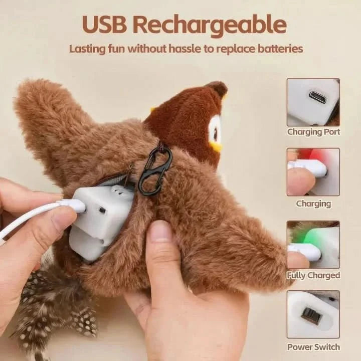 Interactive Plush Cat Toy Touch-Activated USB Rechargeable
