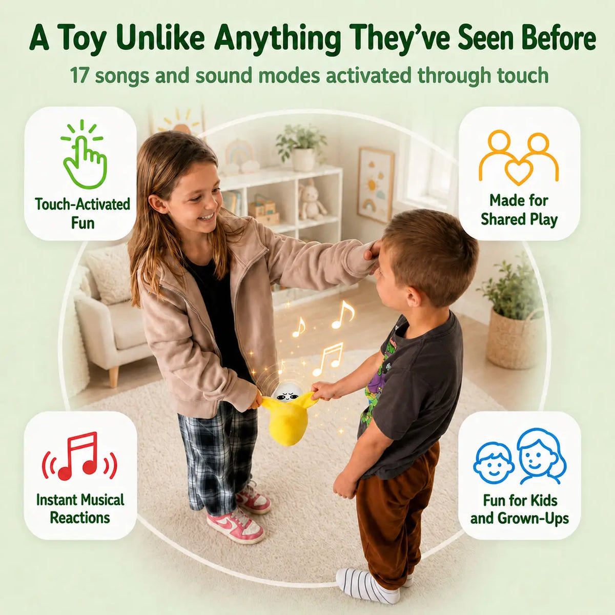 Interactive Plush Toy Two-Player Cooperative Sound & Light
