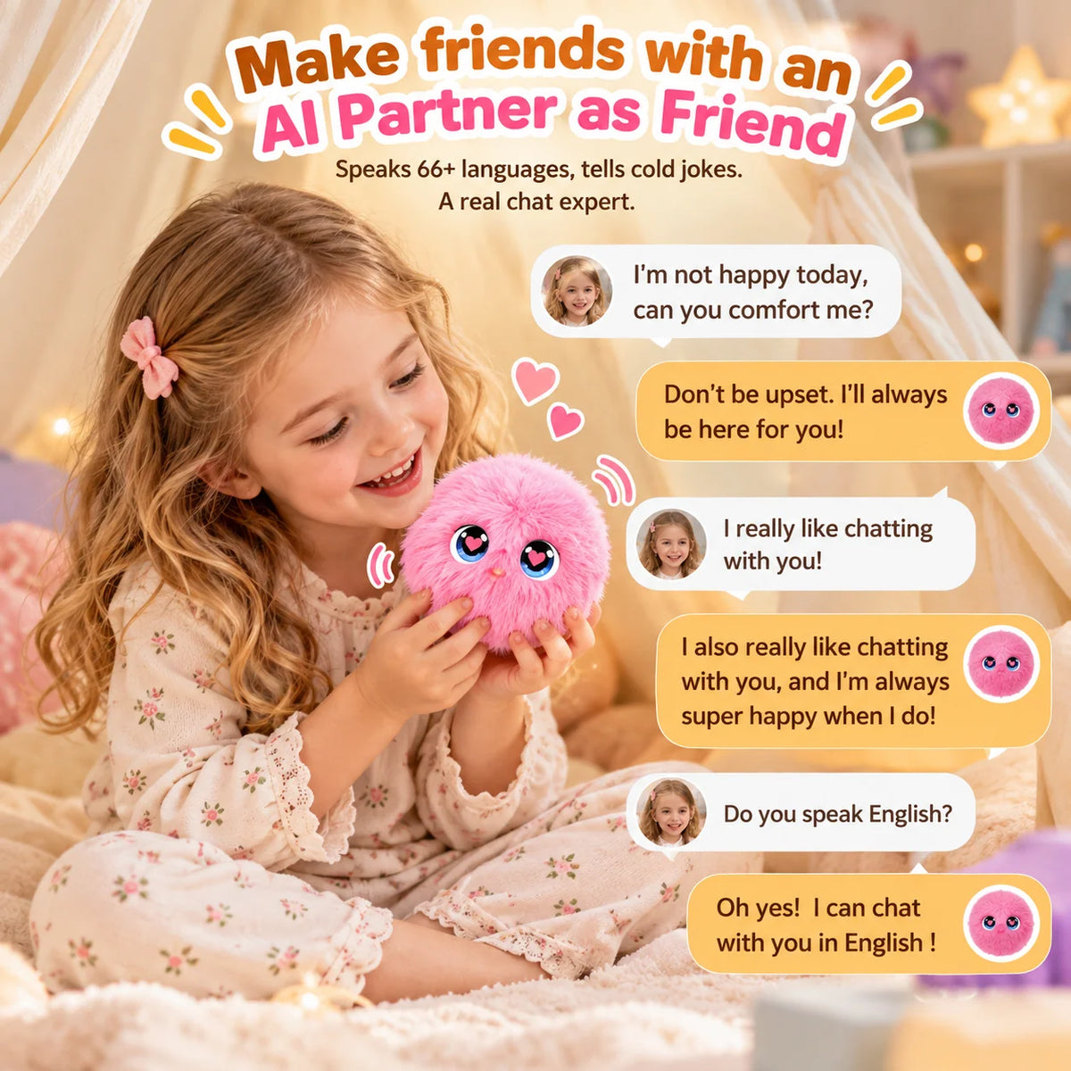 Interactive Plush Toy Voice Chat Touch-Responsive Rechargeable