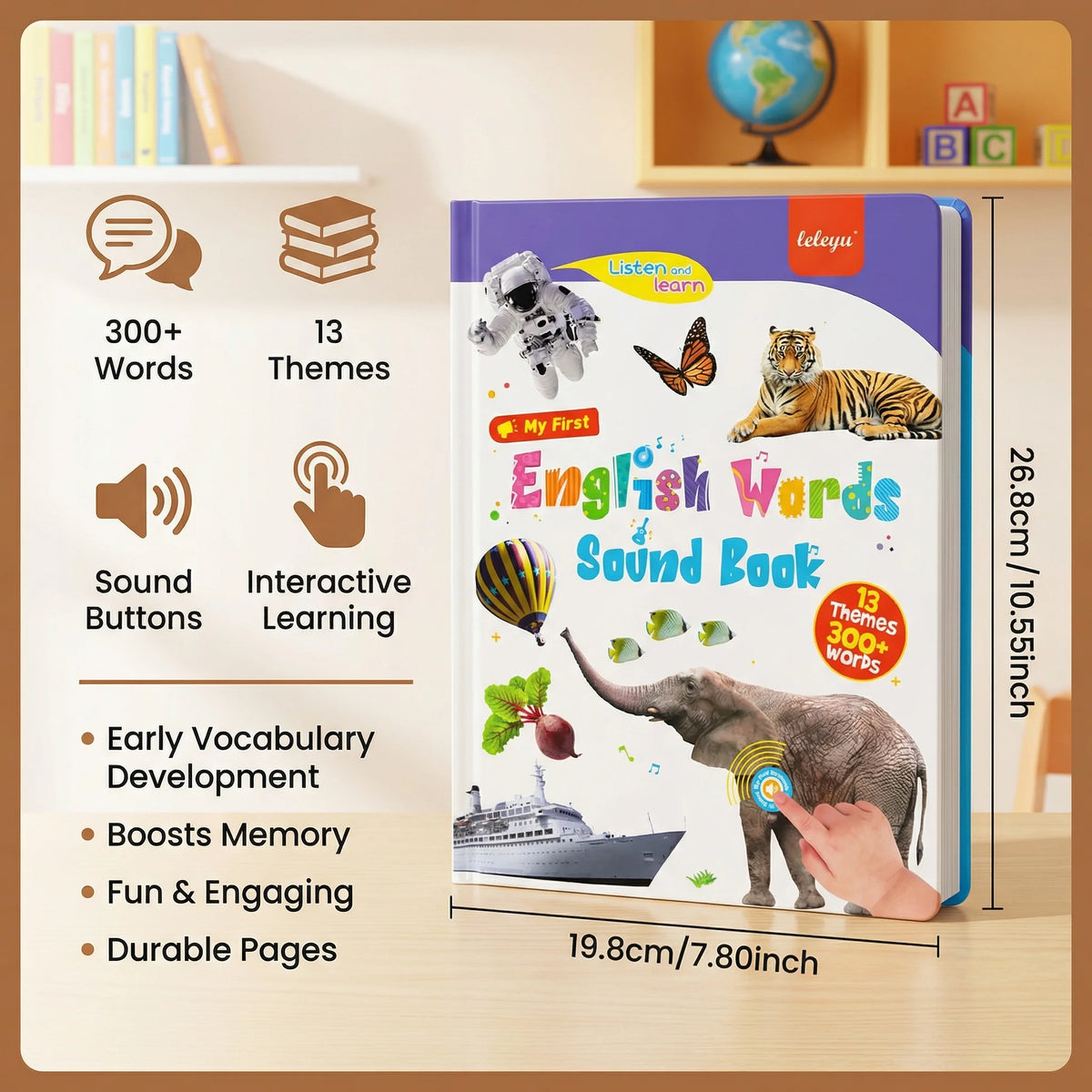 Interactive Sound Book 300+ Words Real Photos Touch Buttons
