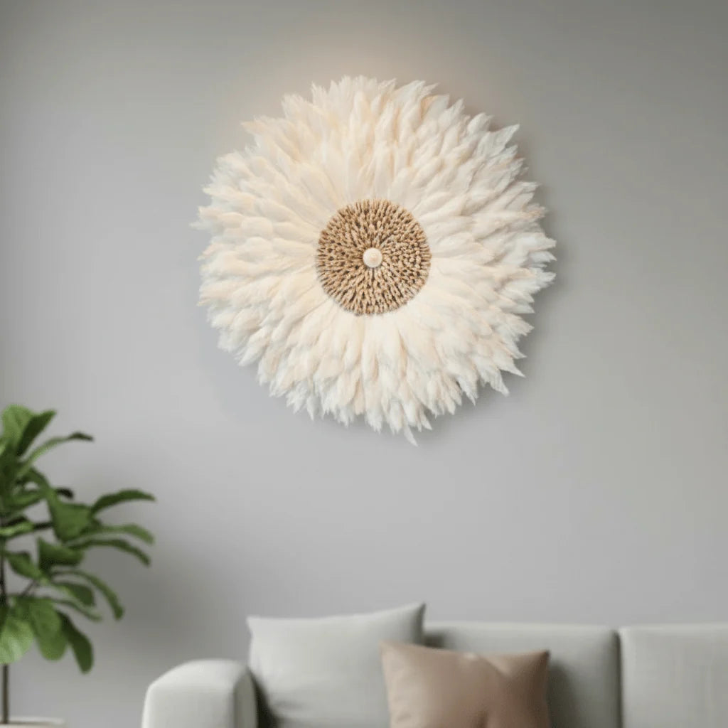 Juju Hat Wall Decor Handcrafted Feather & Shell Accents