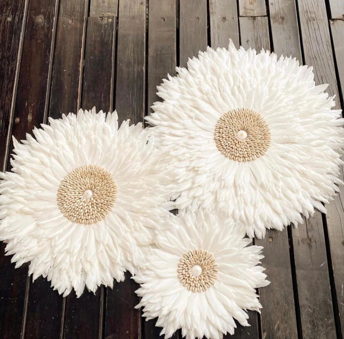 Juju Hat Wall Decor Handcrafted Feather & Shell Accents
