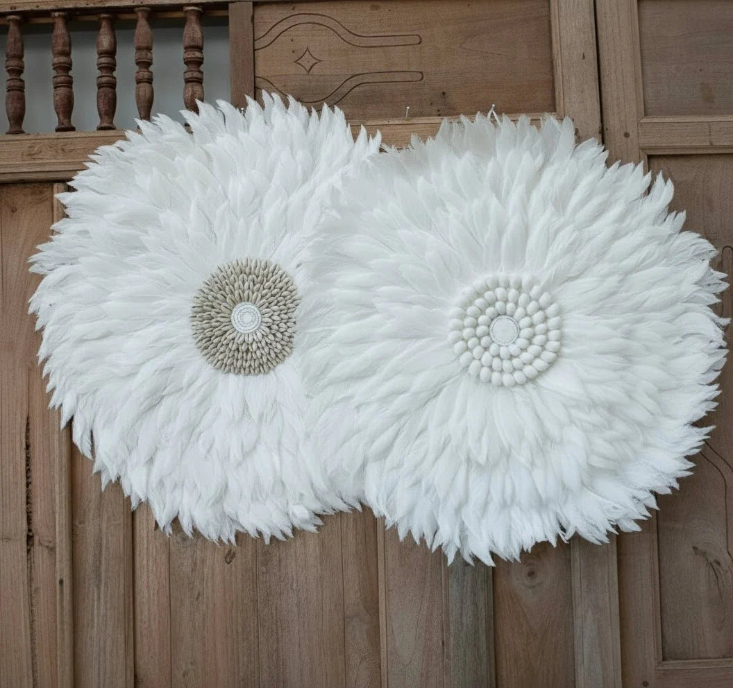 Juju Hat Wall Decor Handcrafted Feather & Shell Accents